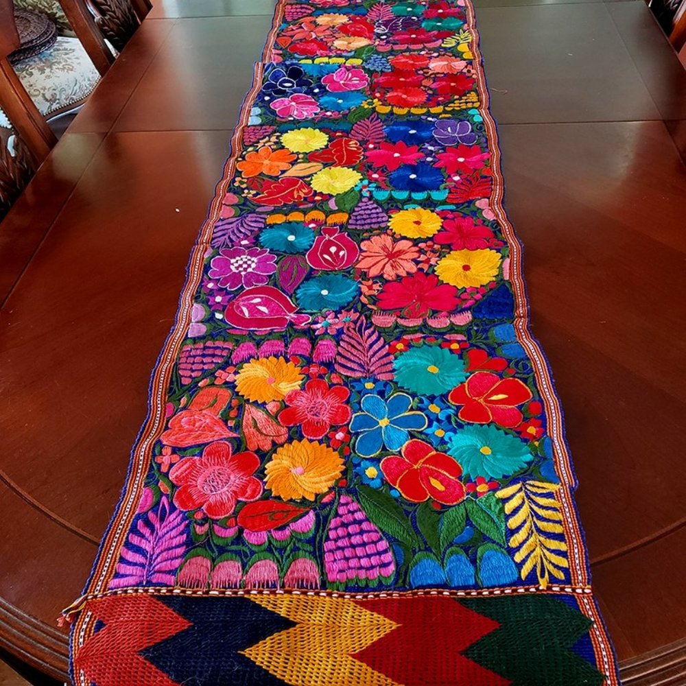 Guatemalan Embroidered Traditional Table Runner